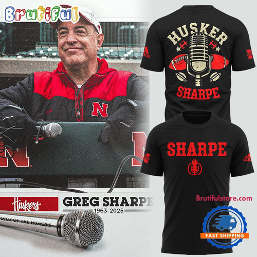 Nebraska Huskers Honoring The Legend Greg Sharpe Voice of the Huskers 3D Shirt
