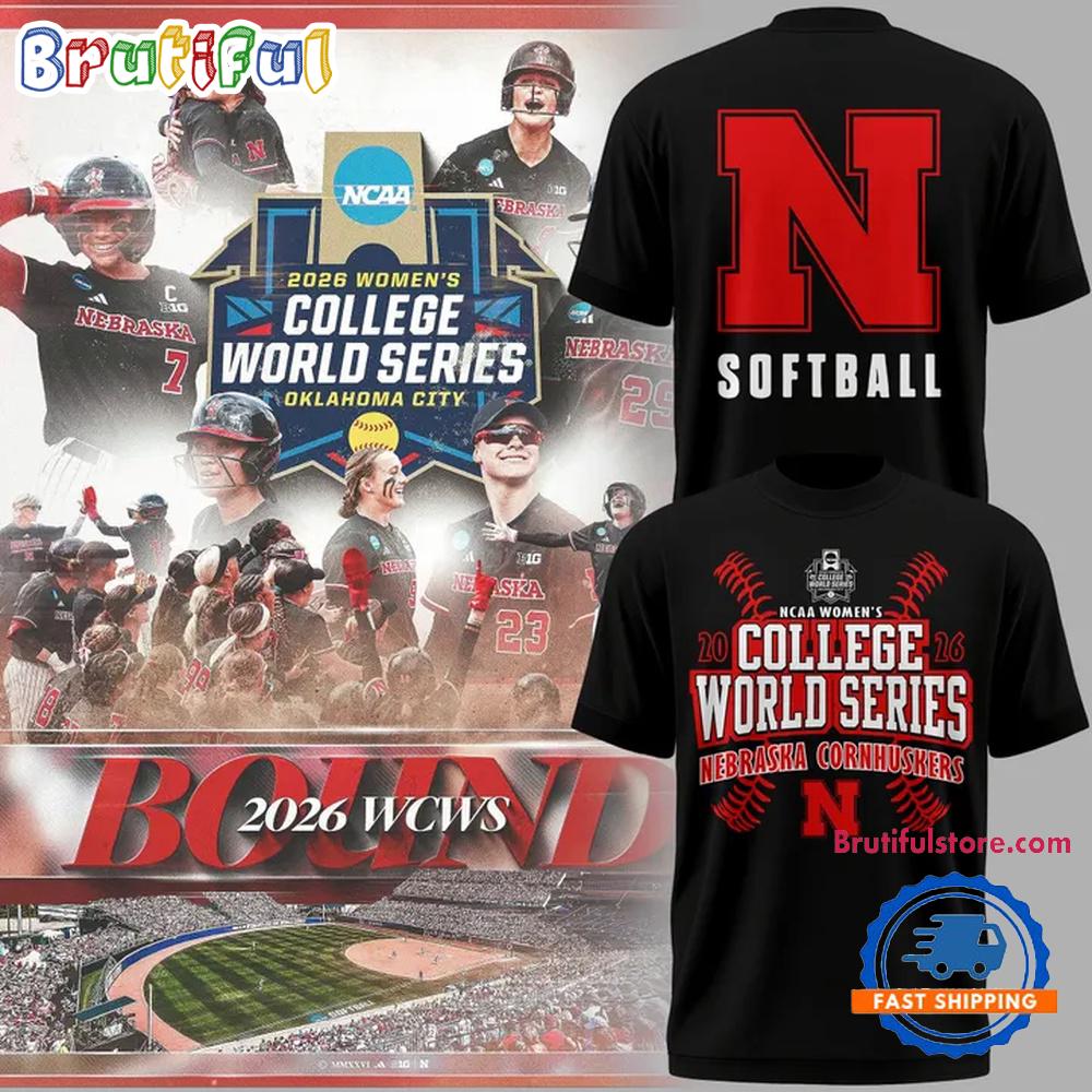 Nebraska Huskers Softball 2026 NCAA Women’s College World Series Black T Shirt