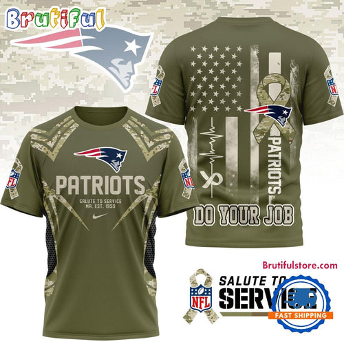 New England Patriots 2025 NFL Salute to Service Camo All Over Print Shirt