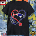 New England Patriots 2026 Heartbeat Stethoscope Fan T-Shirt