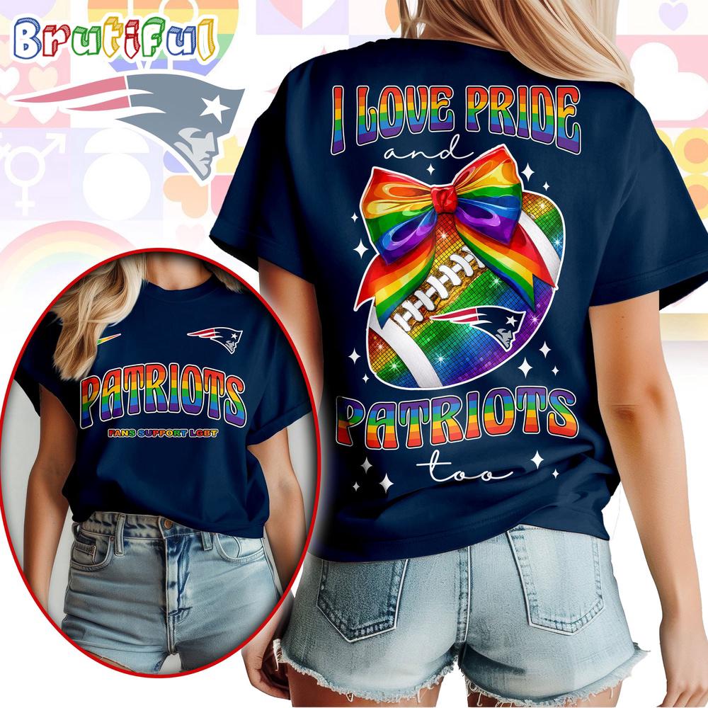 New England Patriots 2026 NFL Pride Month Football Bow Unisex 3D Shirt