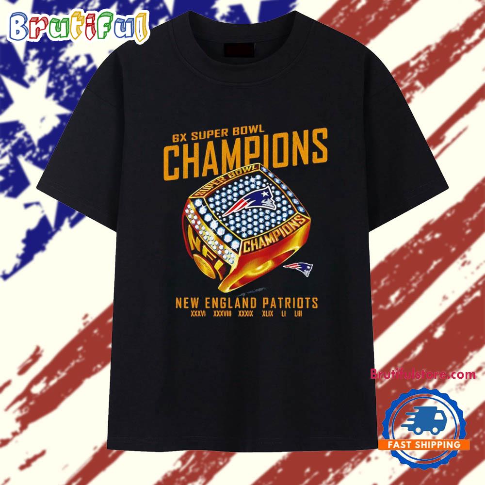 New England Patriots 6x Super Bowl Champions Ring T Shirt
