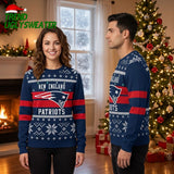 New England Patriots Flying Elvis Snowflake Ugly Christmas Sweater
