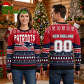 New England Patriots Football Field Custom Number Ugly Christmas Sweater