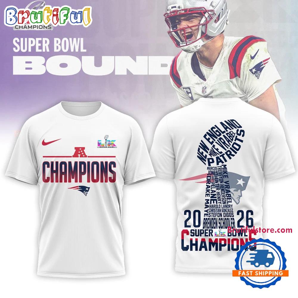 New England Patriots NFL 2026 Super Bowl LX All Over Print T Shirt