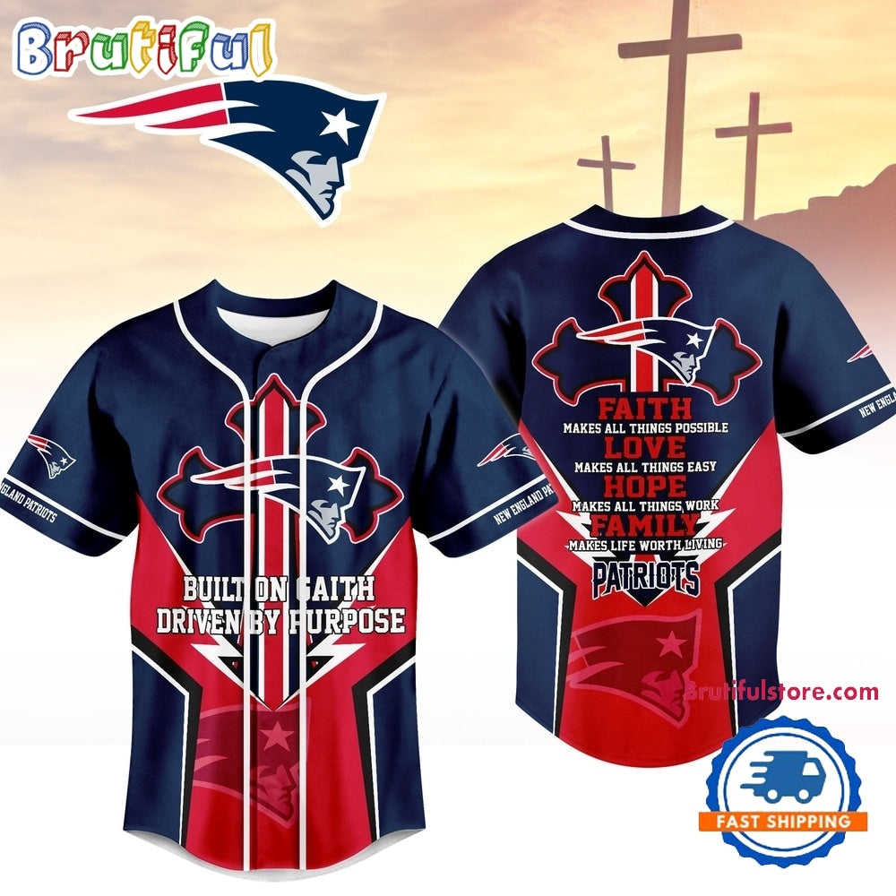 New England Patriots NFL Blessed Beyond The Score Baseball Jersey