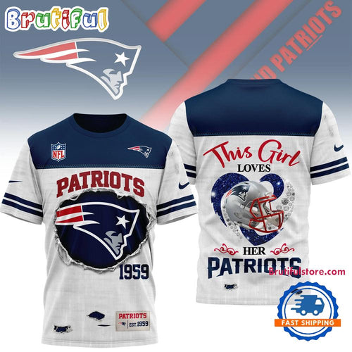 New England Patriots NFL Girl Heart & Helmet 3D Shirt