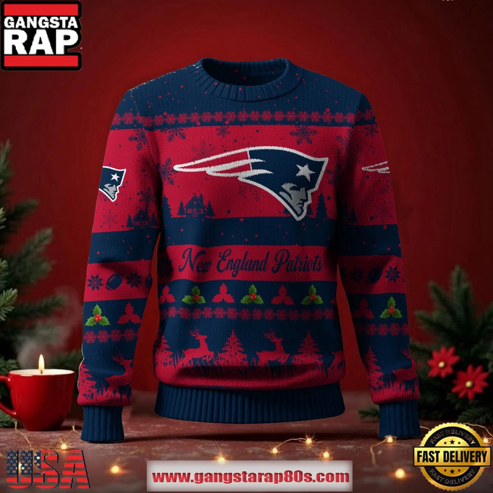 New England Patriots NFL Holiday Spirit Ugly Christmas Sweater