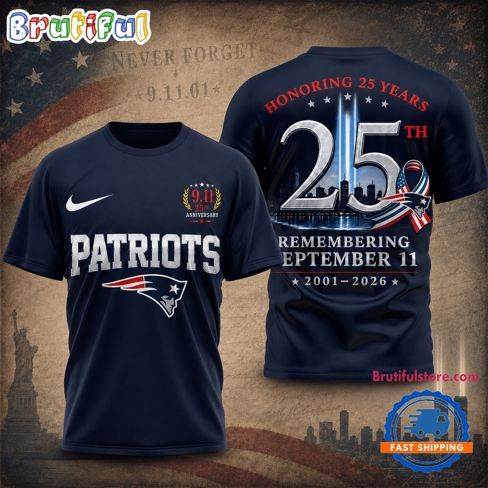 New England Patriots NFL Honoring 25 Years Remembering September 11 T Shirt