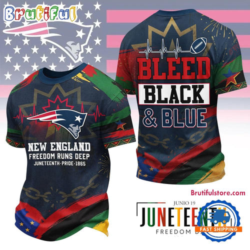 New England Patriots NFL Juneteenth Freedom Runs Deep New Design 3D Shirt