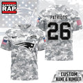 New England Patriots NFL Salute to Service Custom Name & Number Camo 3D Shirt, Football New Design Shirt