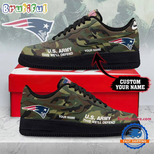 New England Patriots NFL US Army Custom Air Force 1 Shoes Sneaker