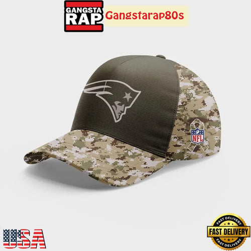 New England Patriots Nike Olive-Camo Salute to Service 2025 Cap Hats