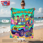 New Kids On The Block Summer Vibes Cartoon Premium Beach Towel