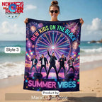 New Kids On The Block Summer Vibes Cartoon Premium Beach Towel