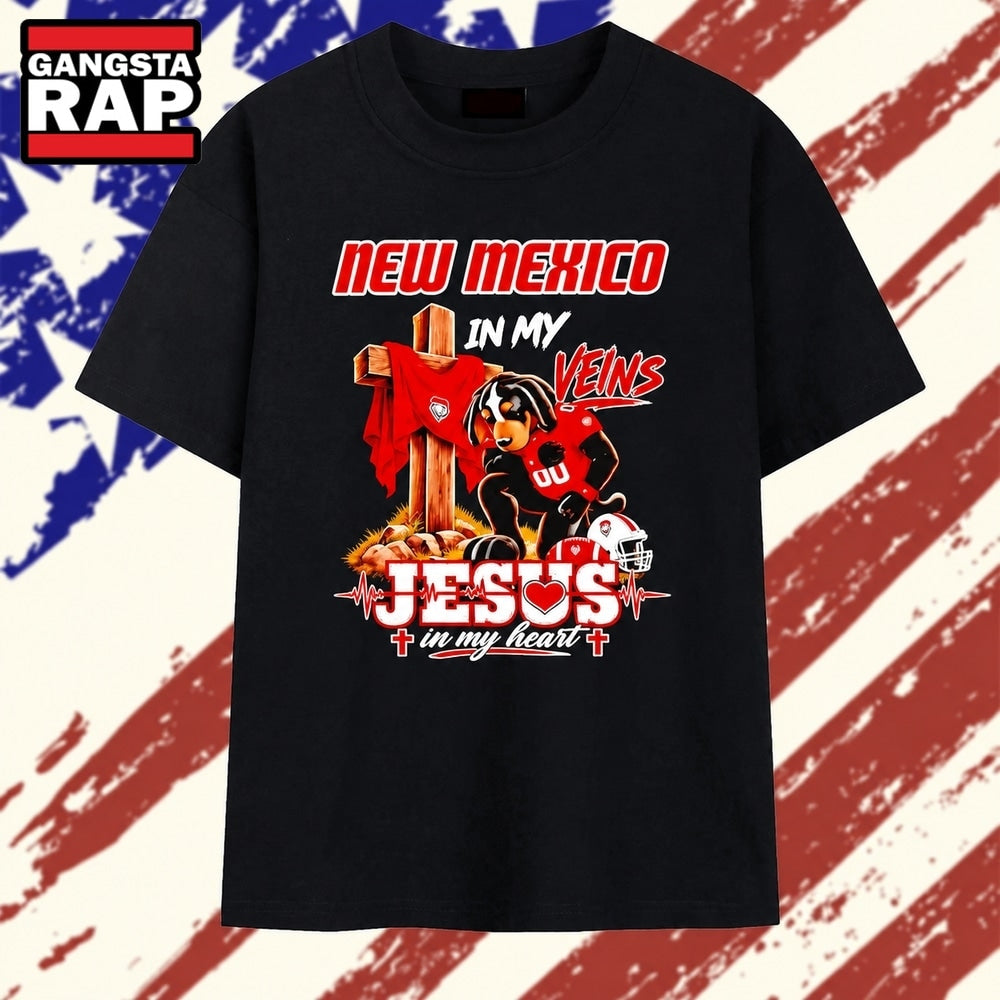 New Mexico in My Veins Jesus in My Heart Football Dog T Shirt
