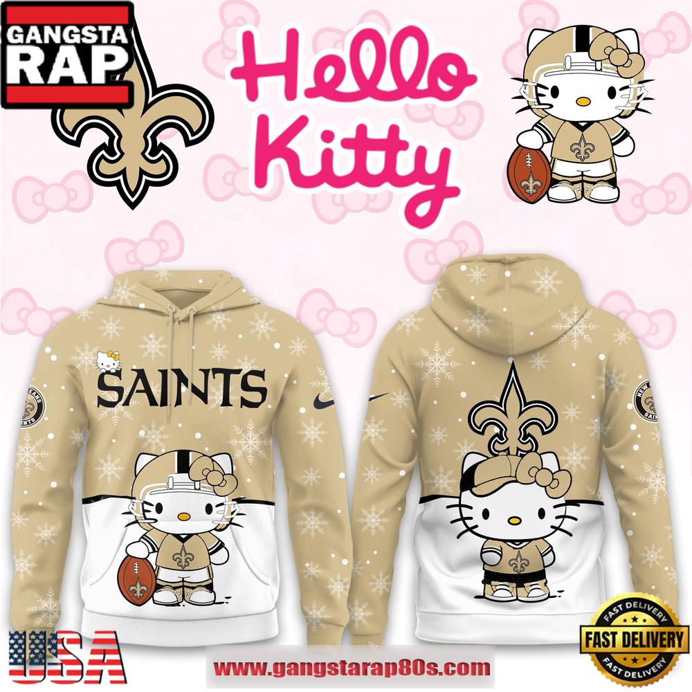 Hello Kitty x NFL New Orleans Saints 2025 Football Christmas Hoodie Shirt