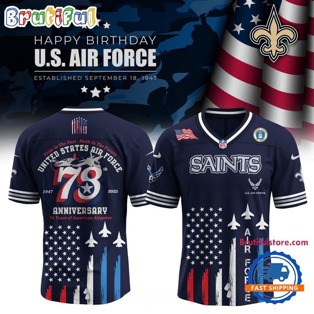 New Orleans Saints 2025 NFL US Air Force Birthday Football Jersey