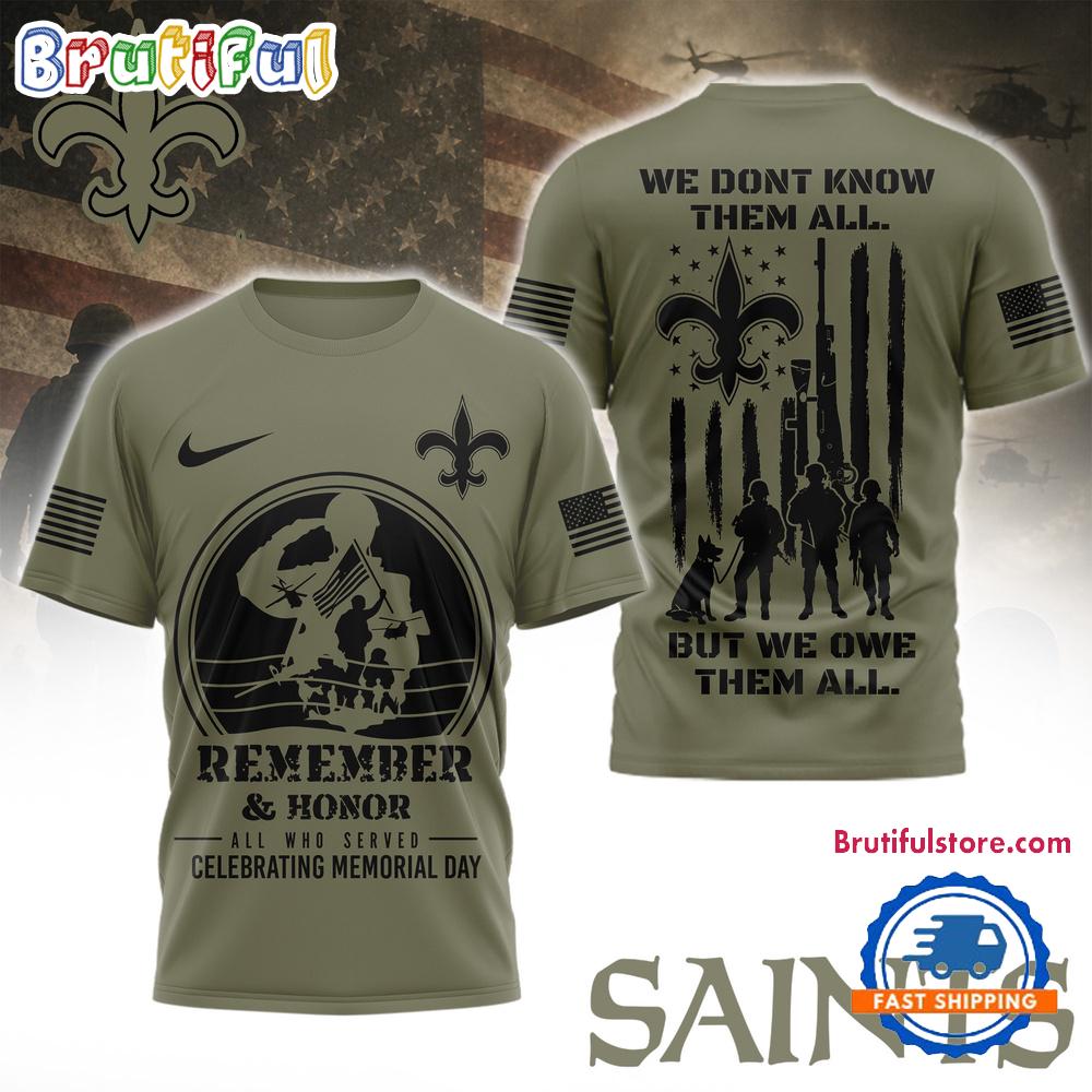 New Orleans Saints 2026 NFL Celebrating Memorial Day Limited 3D Shirt