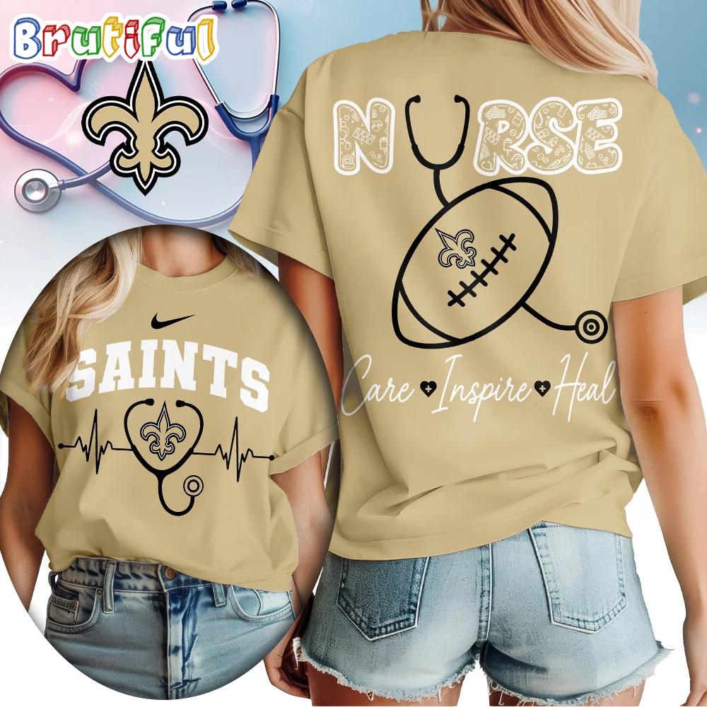 New Orleans Saints 2026 NFL Nurse Care Inspire Heal Unisex 3D Shirt