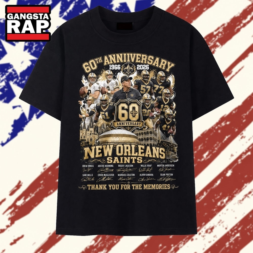 New Orleans Saints 60th Anniversary 1966 2026 Thank You For The Memories T Shirt