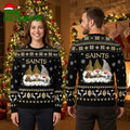 New Orleans Saints Gnome Trio Football Pattern Ugly Christmas Sweater