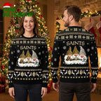 New Orleans Saints Gnome Trio Football Pattern Ugly Christmas Sweater