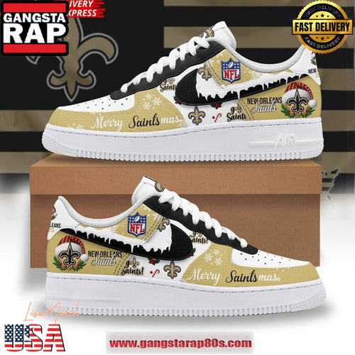 New Orleans Saints Merry Christmas Limited Edition Air Force 1 Running Sneakers