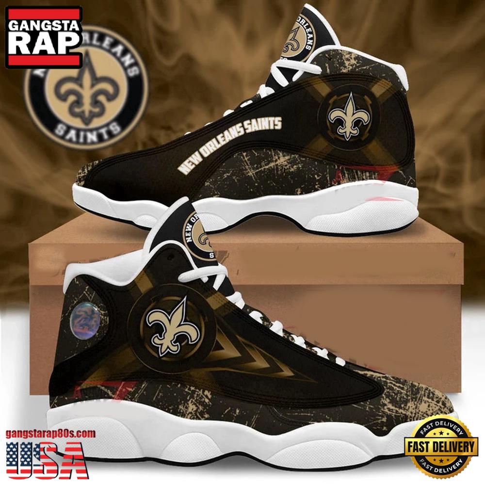 NFL New Orleans Saints New Design Air Jordan 13 Running Sneakers Shoes For Fans