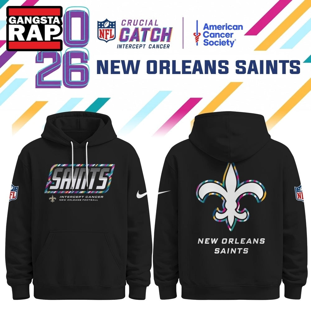 New Orleans Saints NFL Crucial Catch 2026 Limited Edition Black Hoodie Shirt, Football New Design Shirt