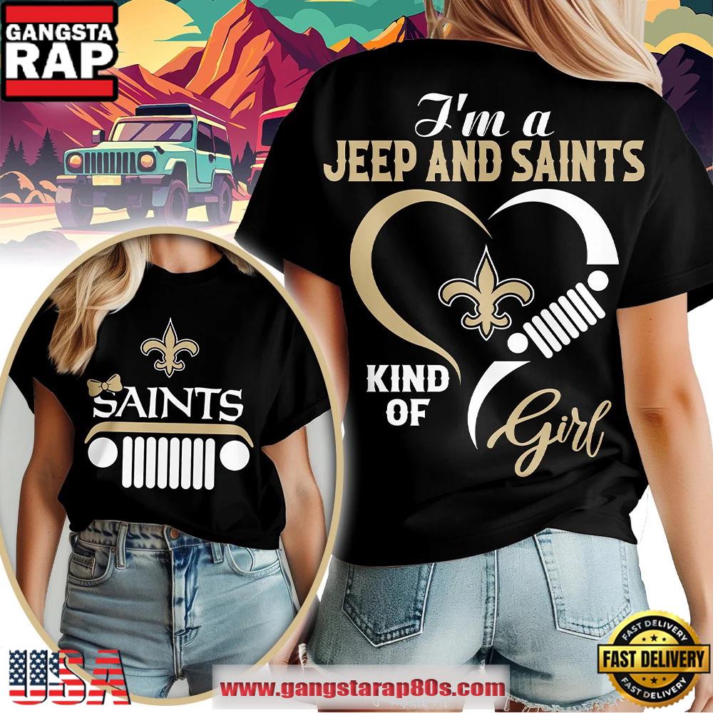 New Orleans Saints NFL Jeep Girl Women’s Black 3D Shirt