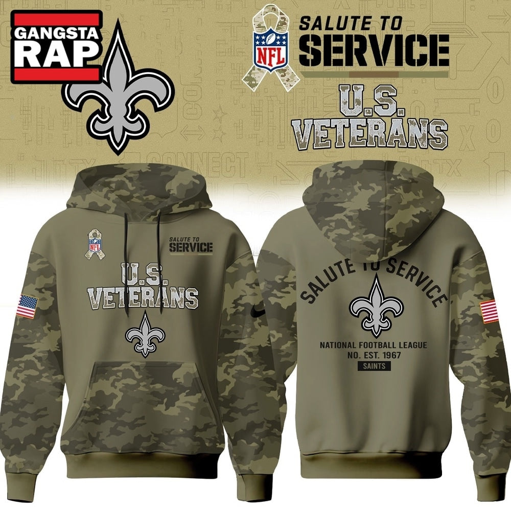 New Orleans Saints NFL US Veterans Salute To Service 2026 Hoodie Shirt, Football New Design Shirt