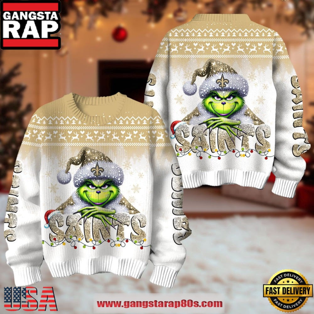 New Orleans Saints NFL x The Grinch 2025 Edition Ugly Christmas Sweater