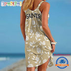 New Orleans Saints Rose Pattern Women’s Summer Beach Sling Dress