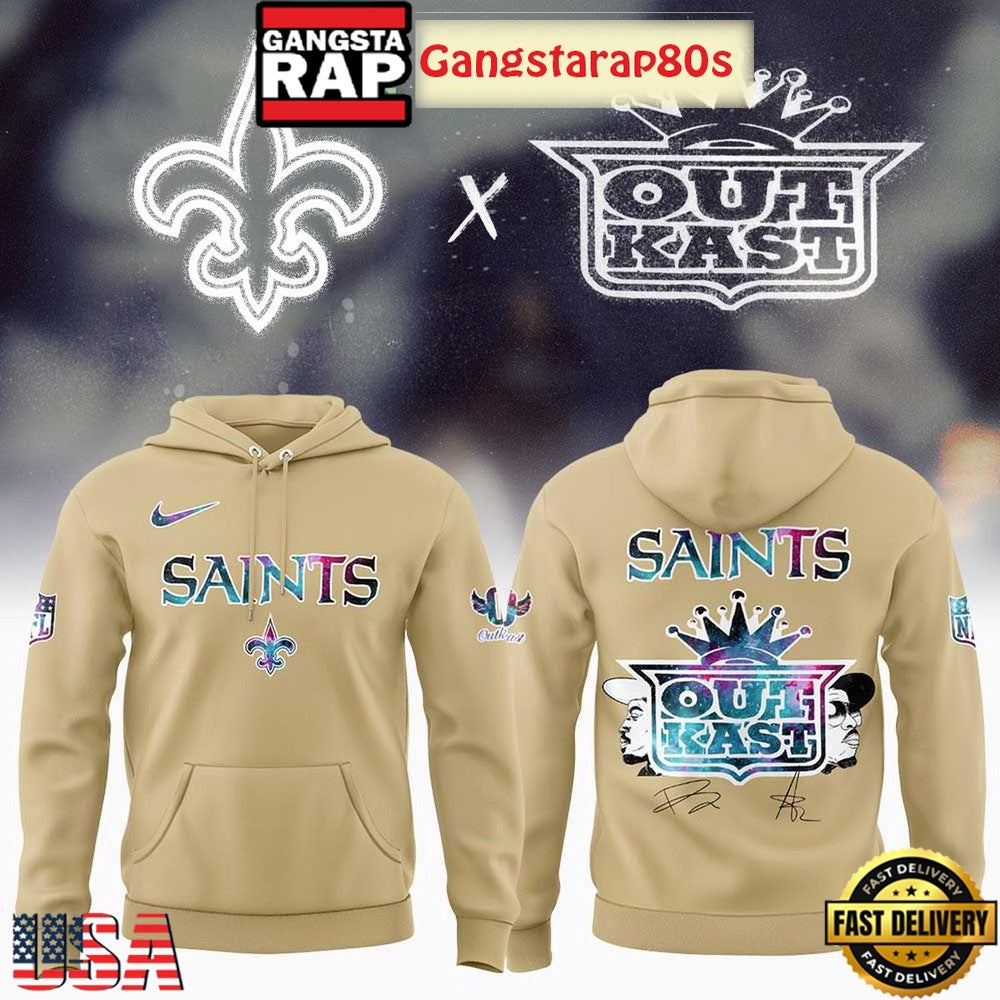 New Orleans Saints x Outkast Galaxy Signature 2025 All Over Print Hoodie