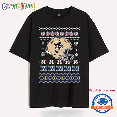 New Orleans Saints Football Logo Team Helmet Merry Chritmas 2024 T Shirt
