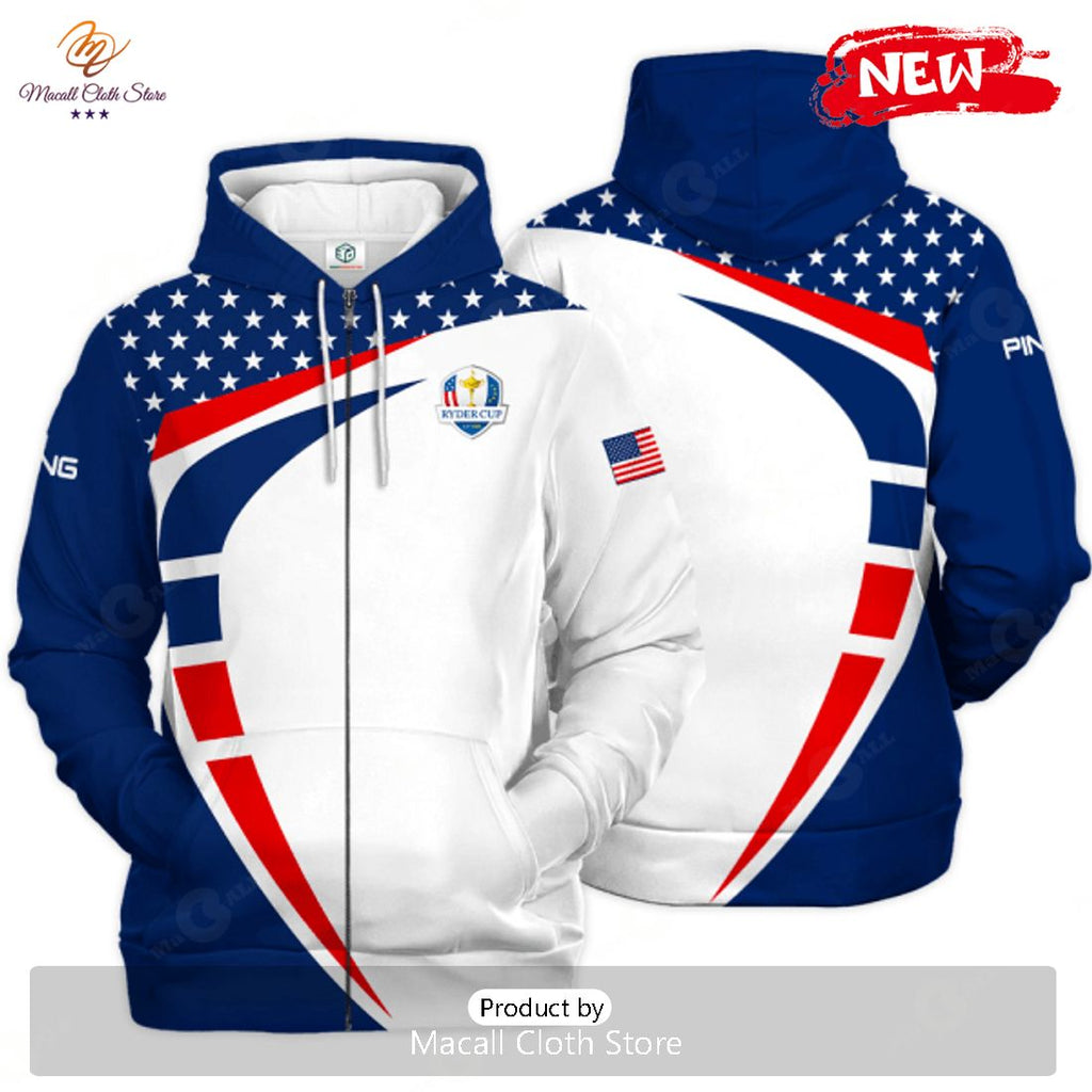 [NEW] Ryder Cup x PING 3D Apparels Luxury Stars Blue Hoodie Sweatshirt 3D