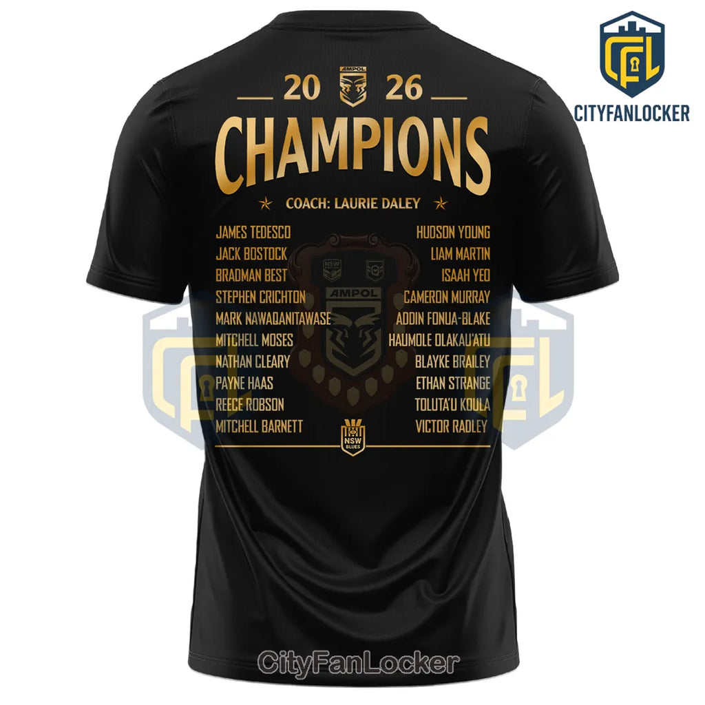 New South Wales Blues 2026 Champions Roster Black Shirt