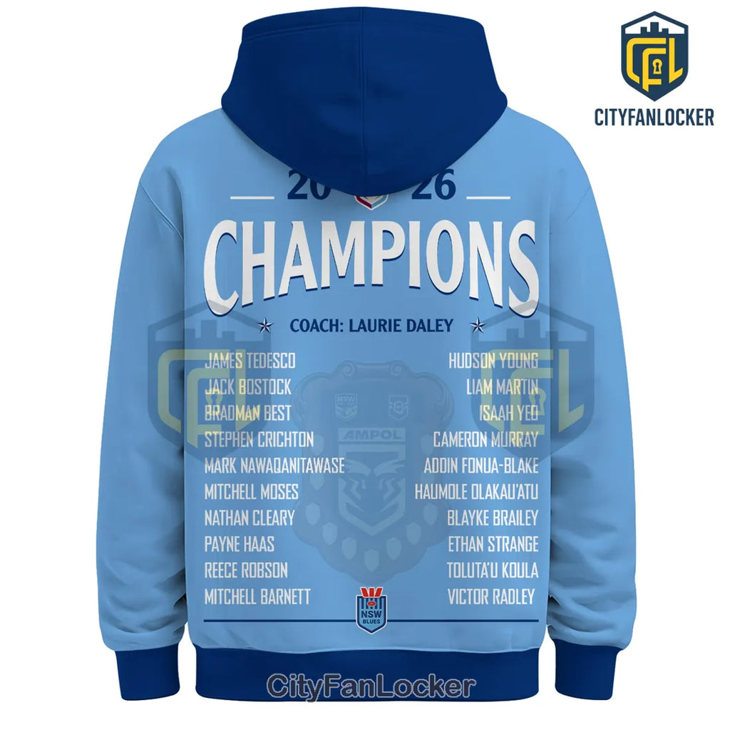 New South Wales Blues 2026 Season Champions Zip Hoodie