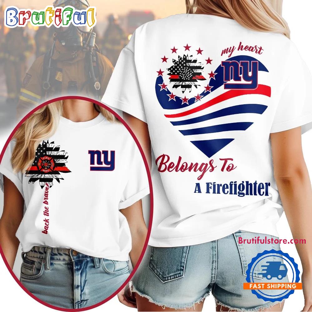New York Giants 2026 NFL My Heart Belongs To A Firefighter Unisex T Shirt