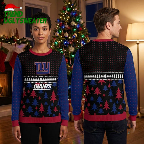 New York Giants Christmas Tree Pattern Ugly Christmas Sweater