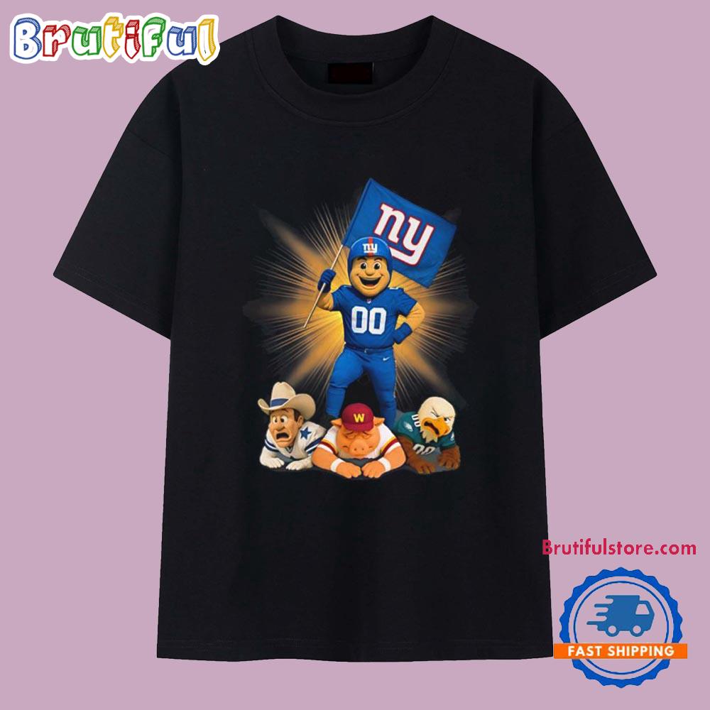 New York Giants Mascot Step on Mascots Other With Flag T Shirt