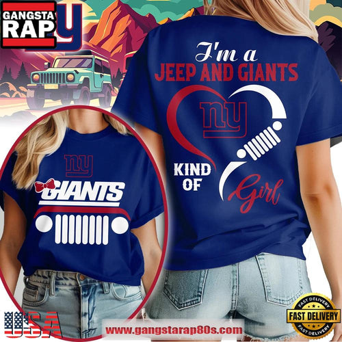 New York Giants NFL Jeep Girl Women’s Blue T Shirt
