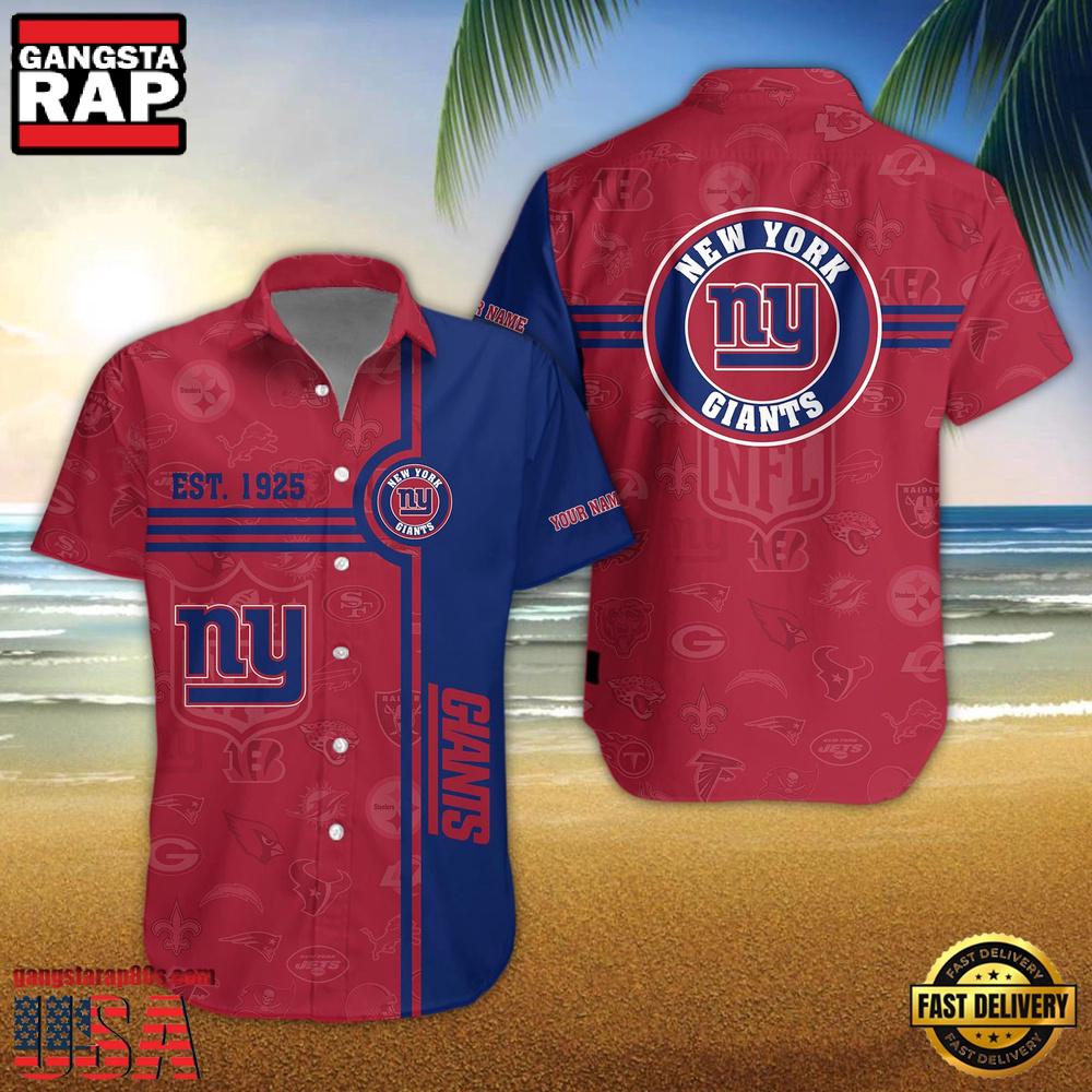 NFL New York Giants Logo Team Custom Name New Design Hawaiian Shirt