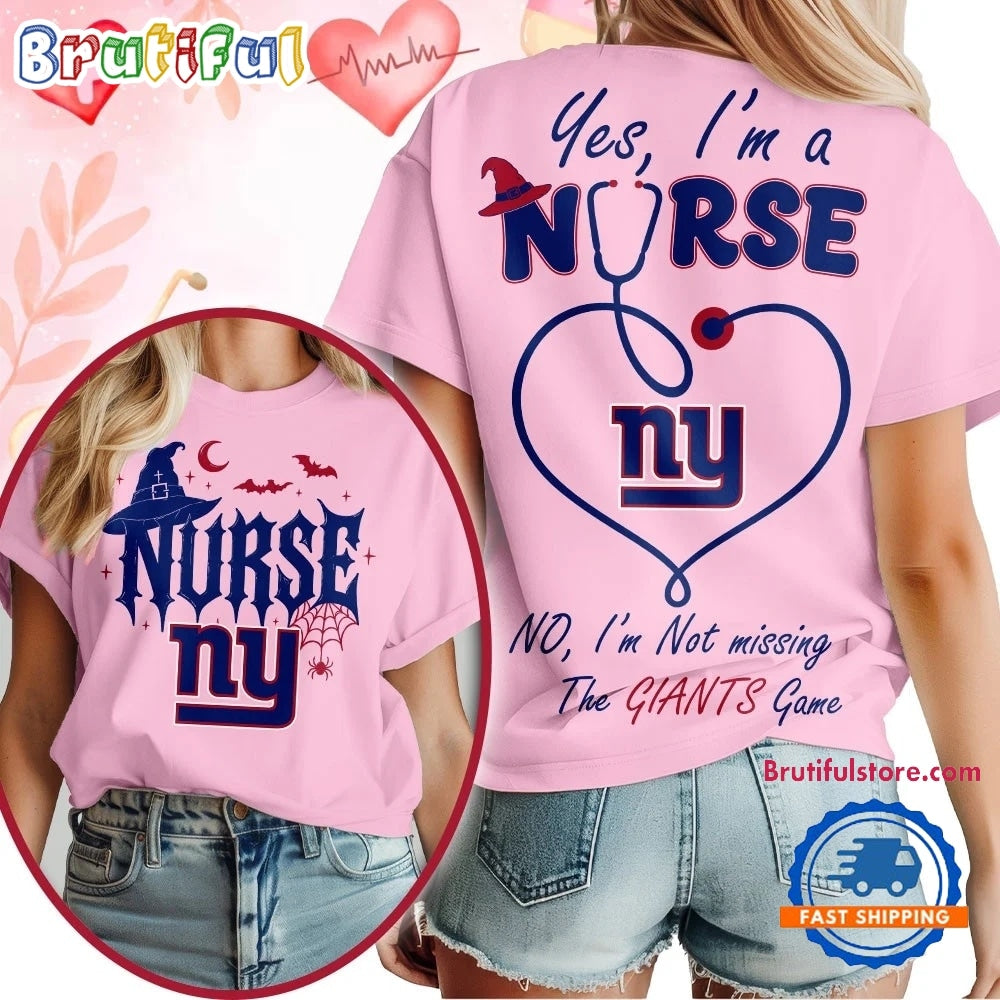 New York Giants NFL Night Shift Never Misses Game Day Halloween Nurse Unisex 3D Shirt