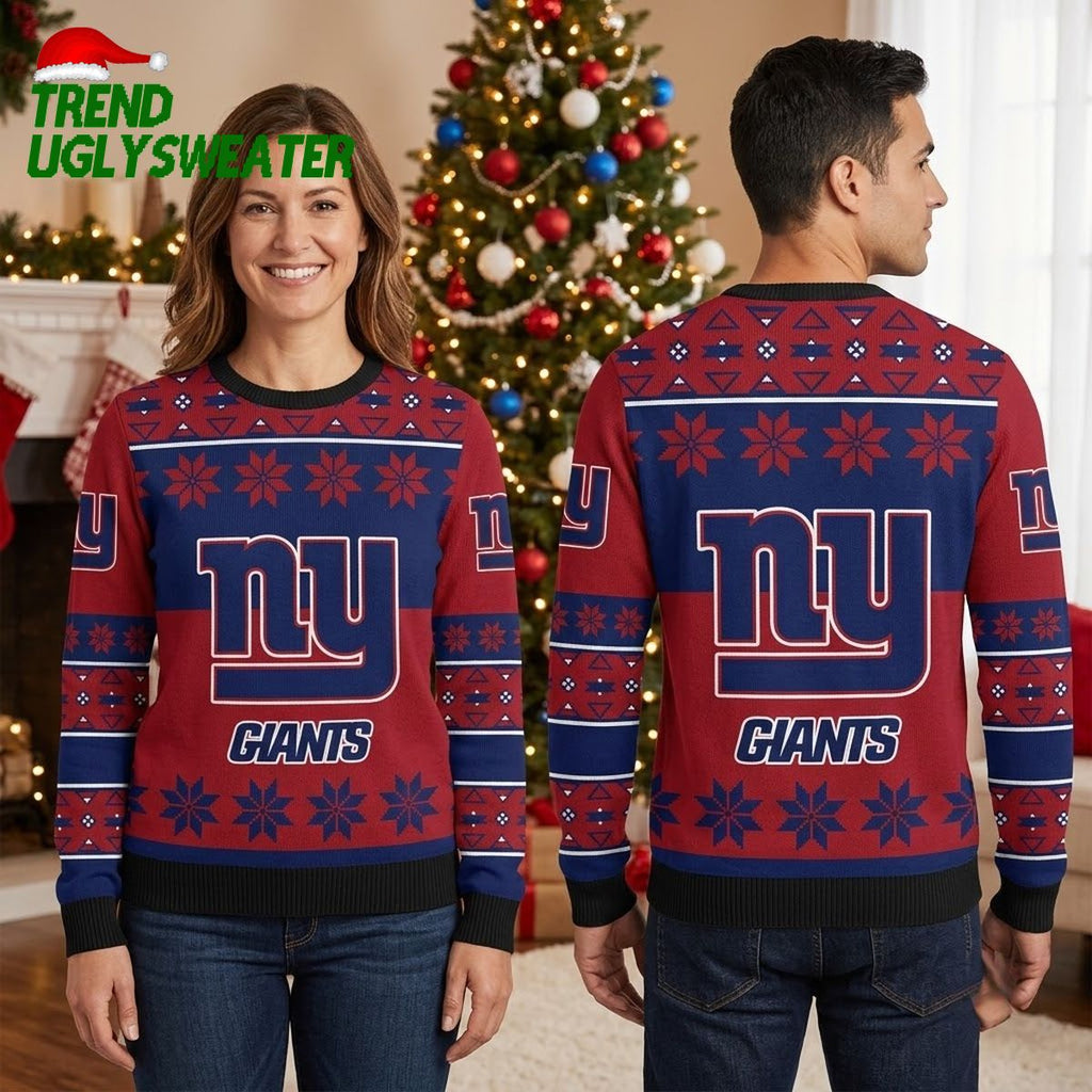 New York Giants Snowflake Pattern Ugly Christmas Sweater