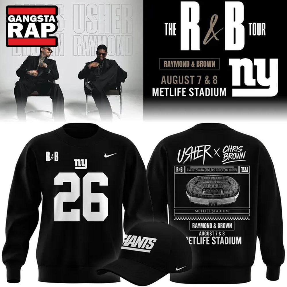 New York Giants x Usher & Chris Brown 2026 Limited Edition Black Sweatshirt , Music Trending 3D Shirt