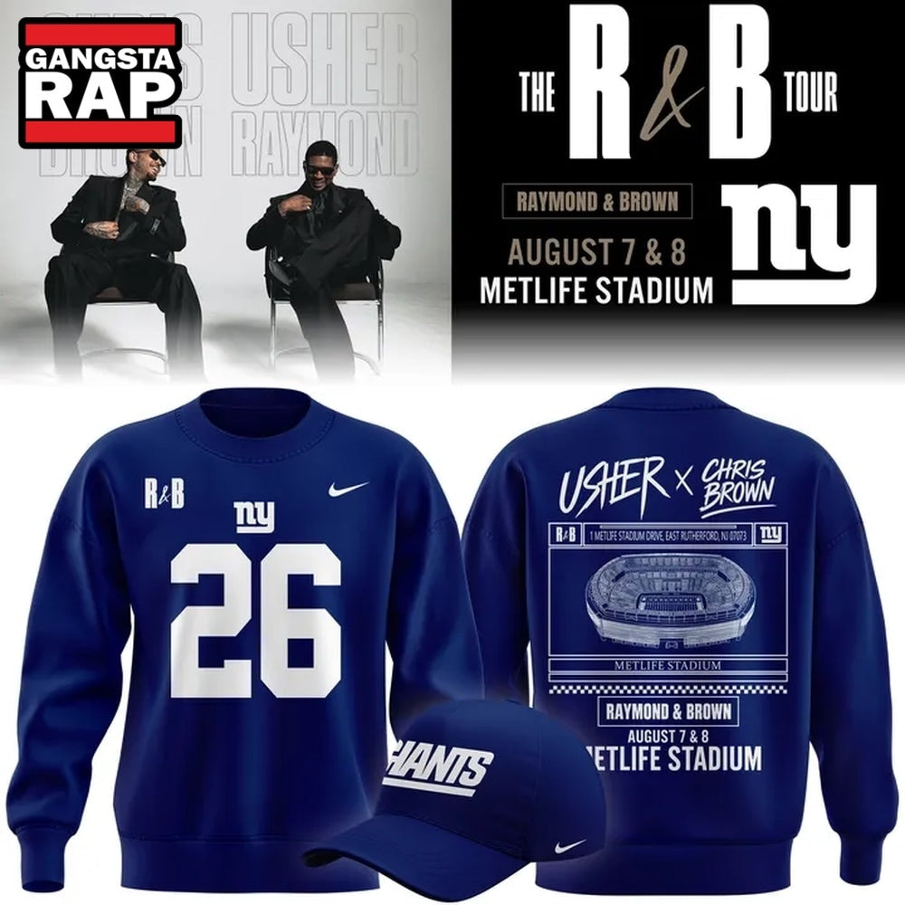 New York Giants x Usher & Chris Brown 2026 Limited Edition Blue Sweatshirt , Music Trending 3D Shirt