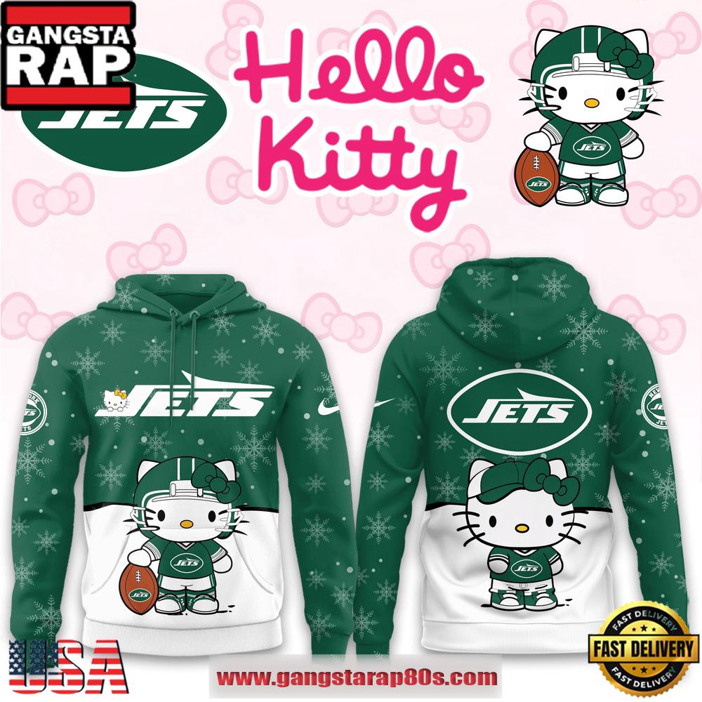 Hello Kitty x NFL New York Jets 2025 Football Christmas Hoodie Shirt