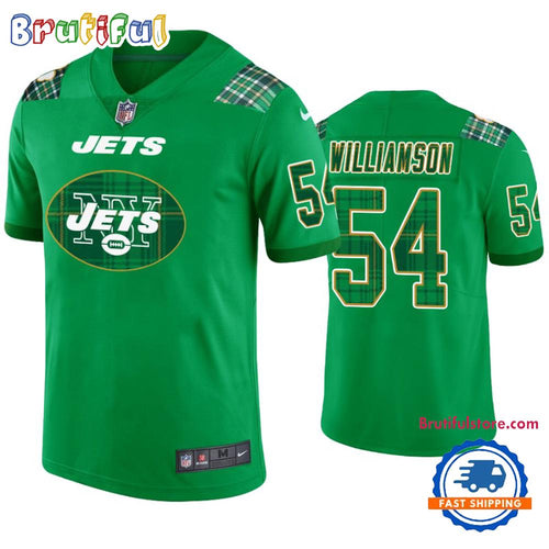 New York Jets #54 Avery Williamson Jersey St. Patricks Day Kelly Green Lucky Football Jersey